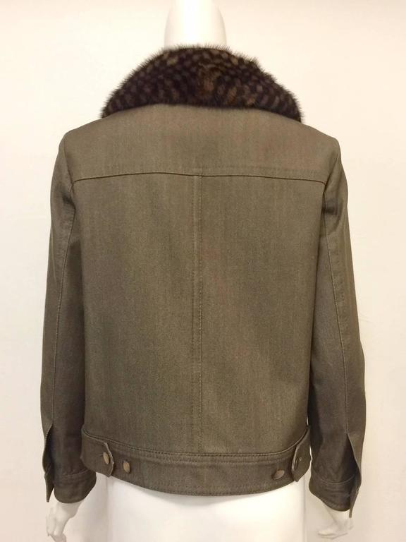 Louis Vuitton Autumn Wheat Denim Jacket W Removable Damier Mink Collar at 1stdibs