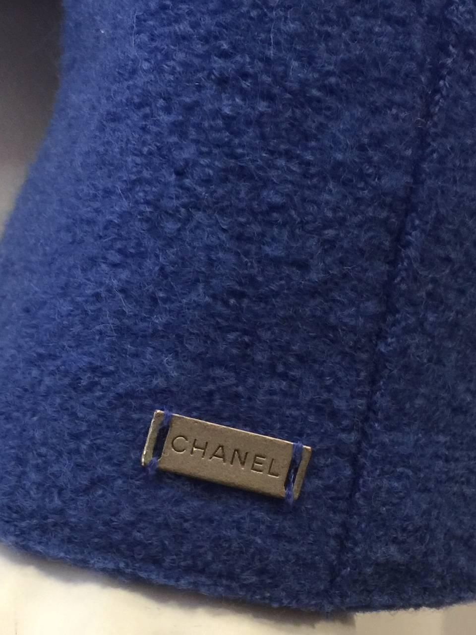 Chanel Fall 1999 Bright Blue Boiled Wool Fitted Jacket With Slits 1