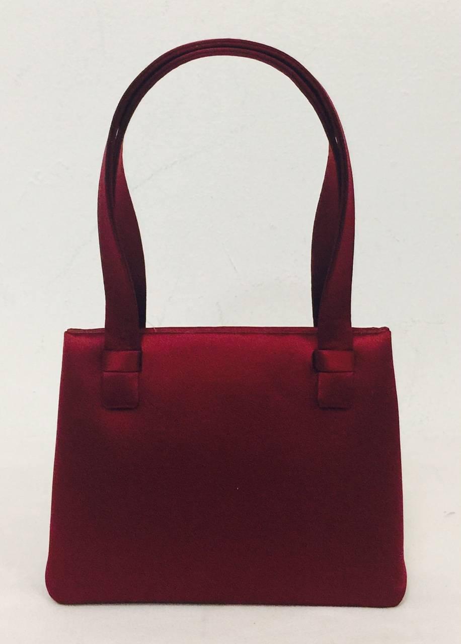 1990s Chanel Bordeaux Silk Evening Handbag From Neiman Marcus NWT Serial 5706549 For Sale at 1stdibs