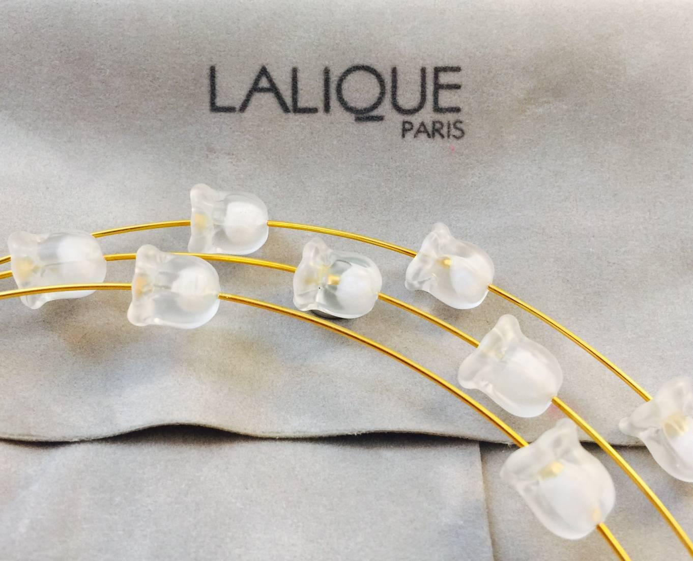 Lalique Muguet Triple Strand Choker In New Condition For Sale In Palm Beach, FL