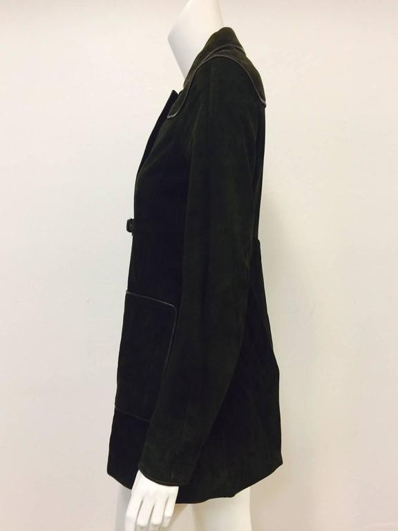 Malo Deep Olive Green Suede Sporting Coat With Leather Trim For Sale at ...