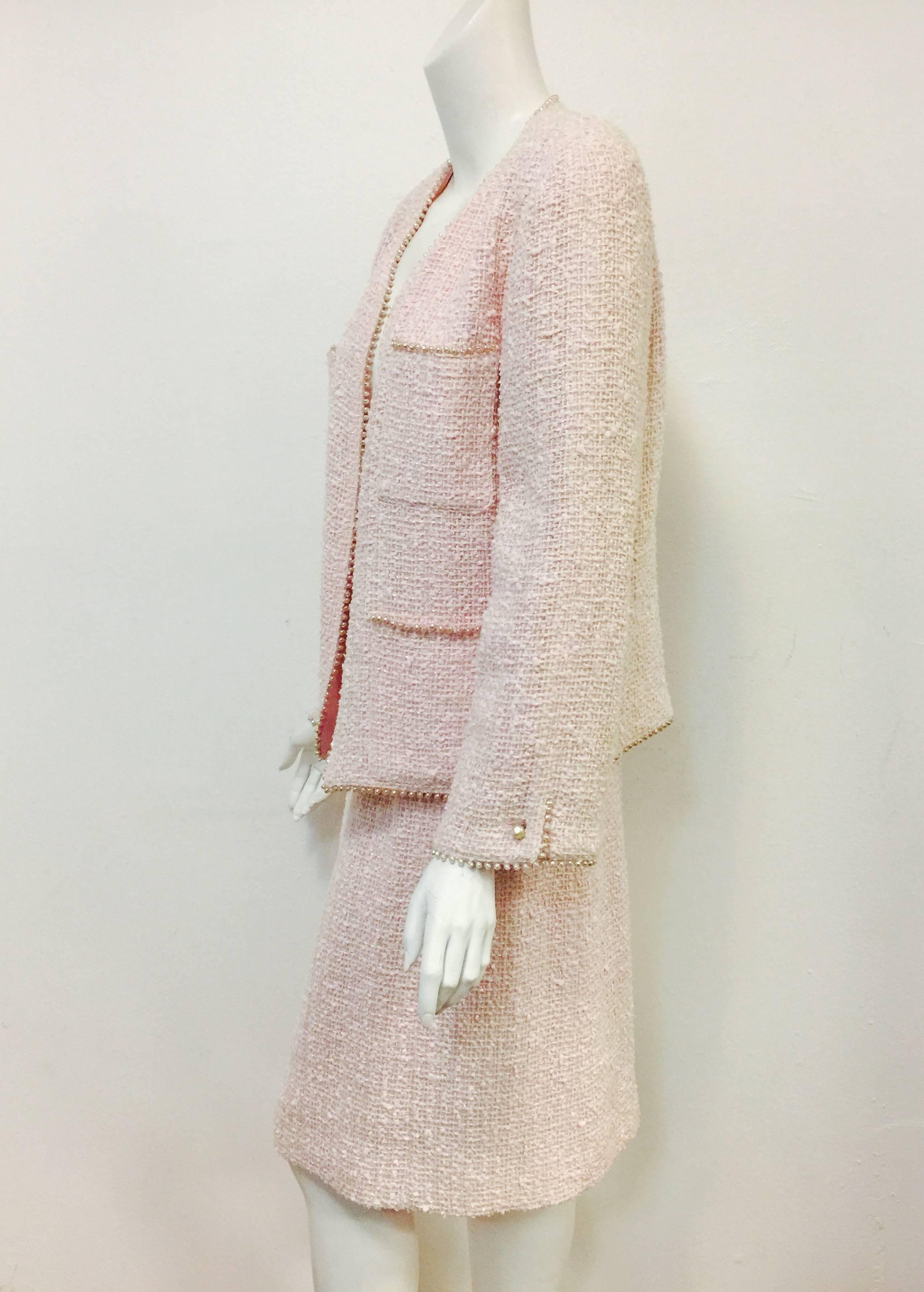 Spring 1999 Chanel Blush Pink Skirt Suit is fit for 