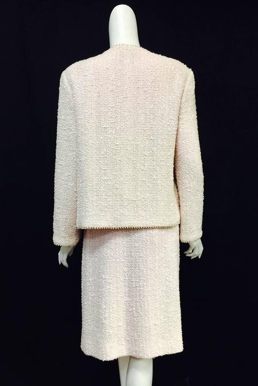 Spring 1999 Chanel Blush Pink Boucle Tweed Skirt Suit/Freshwater Pearl ...
