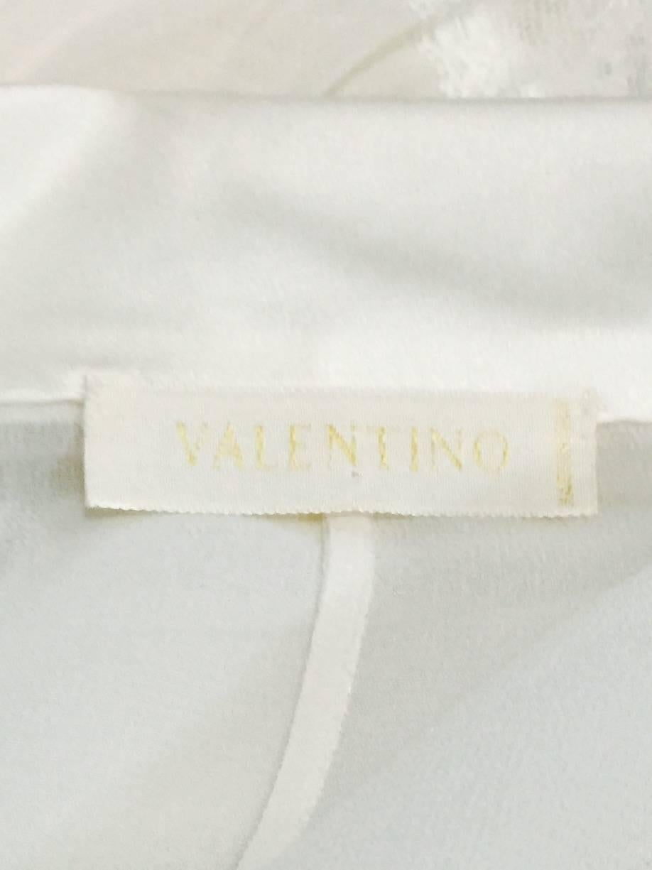 Valentino Ivory Sheer Silk Poet Blouse With Satin Trim and Lace Detail 2