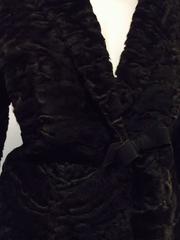 Prada Chocolate Persian Lamb Jacket With Grosgrain Ribbon Tie