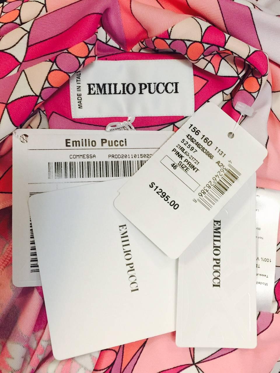 NWT Emilio Pucci Print Long Sleeve Dress With Deep V Back 3