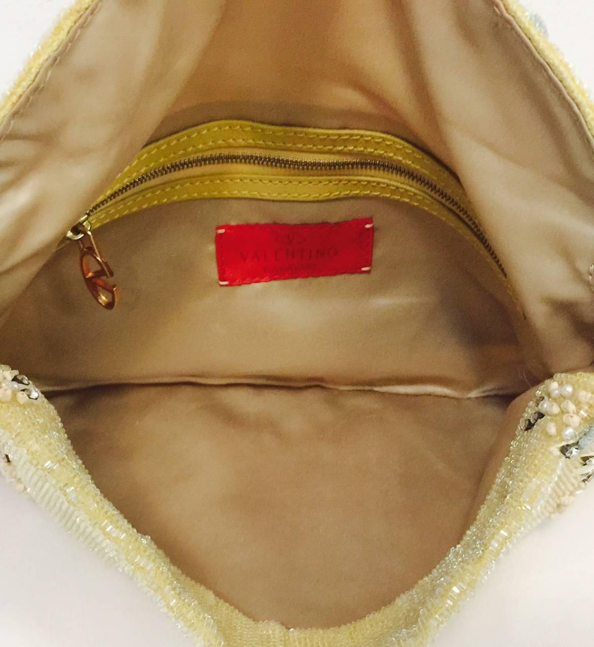 Women's Valentino Garavani Beaded and Embroidered Satin Flap Evening Shoulder Bag 