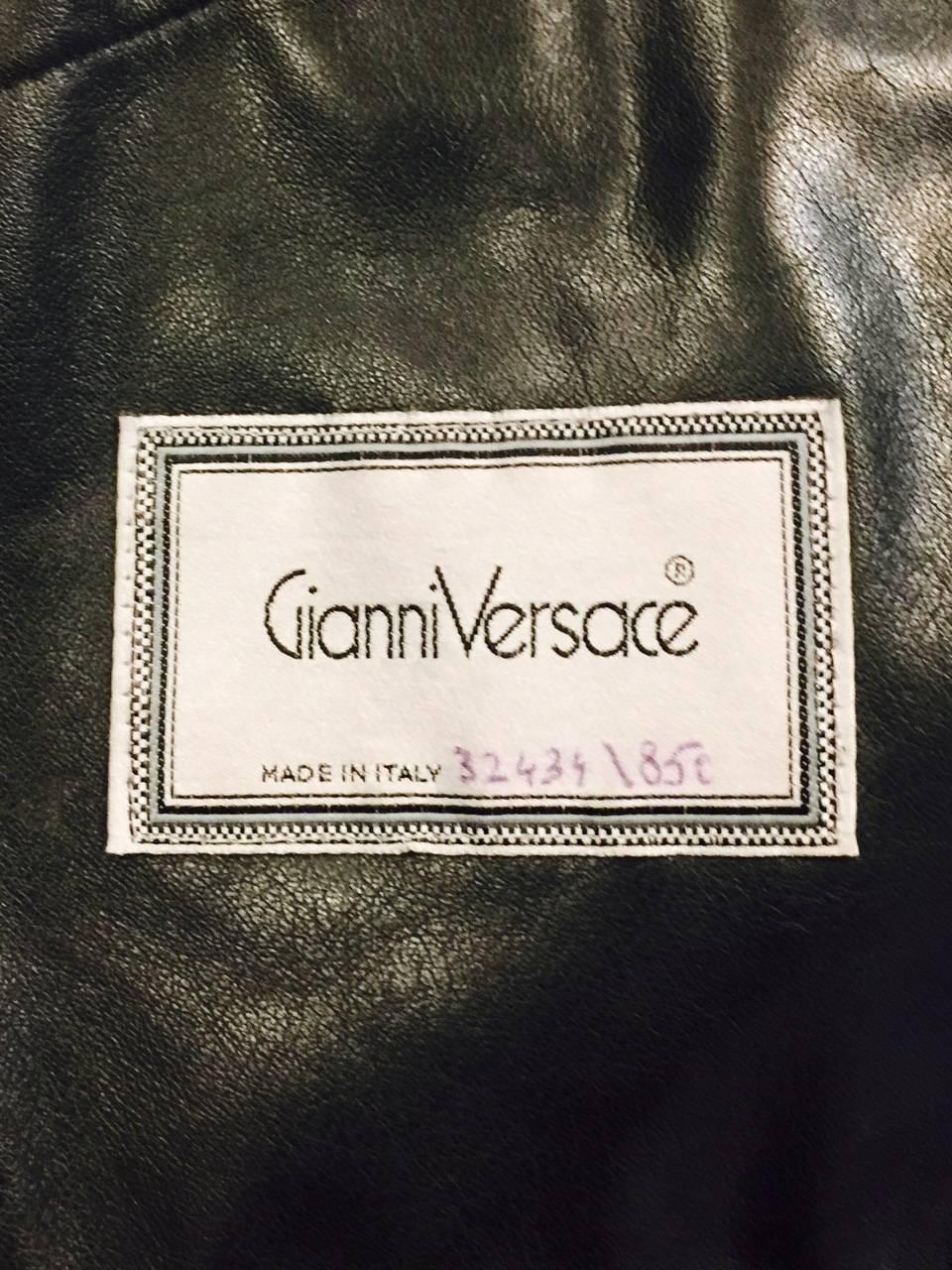 Men's Gianni Versace Deep Forest Green Shearling Coat With Shawl Collar  For Sale