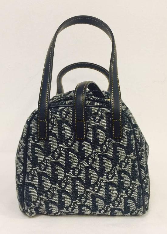 Christian Dior Blue Monogram Denim Collapsible Flap Hand Bag/Double Straps at 1stdibs