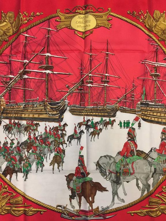 Hermes Marine et Cavalerie 2 Pluviose AN III 1795 Silk Twill Scarf by