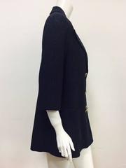 Chanel Navy Tweed Double Breasted Captain's Jacket W. Gold Buttons Größe 46