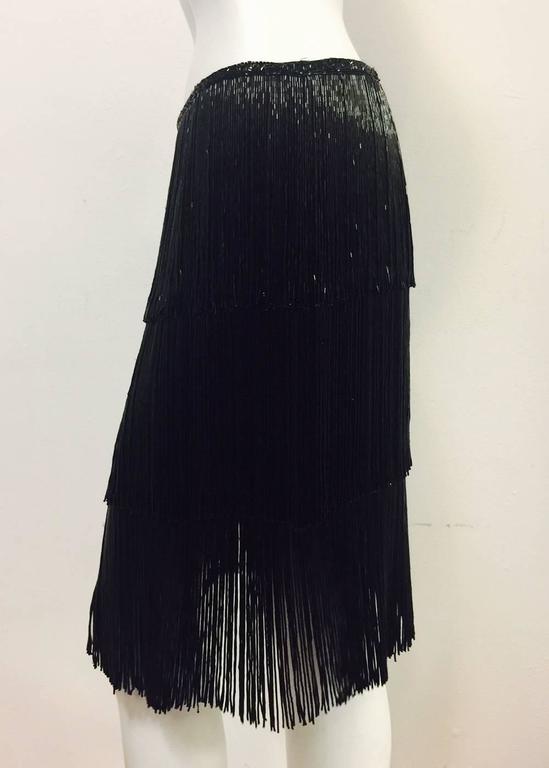 Naeem Khan Black Bugle Beaded Fringe Skirt at 1stDibs naeem khan