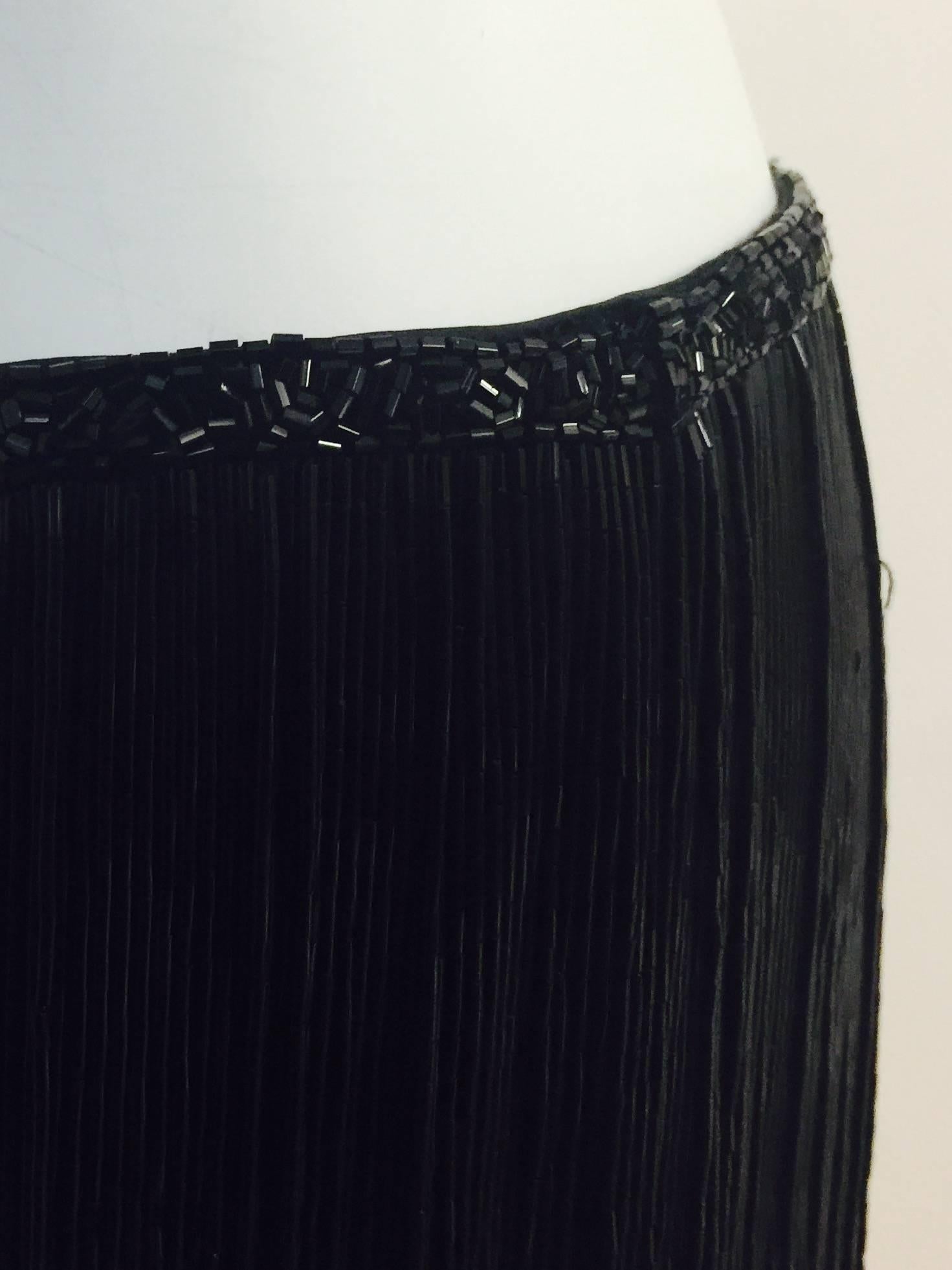 black beaded fringe skirt