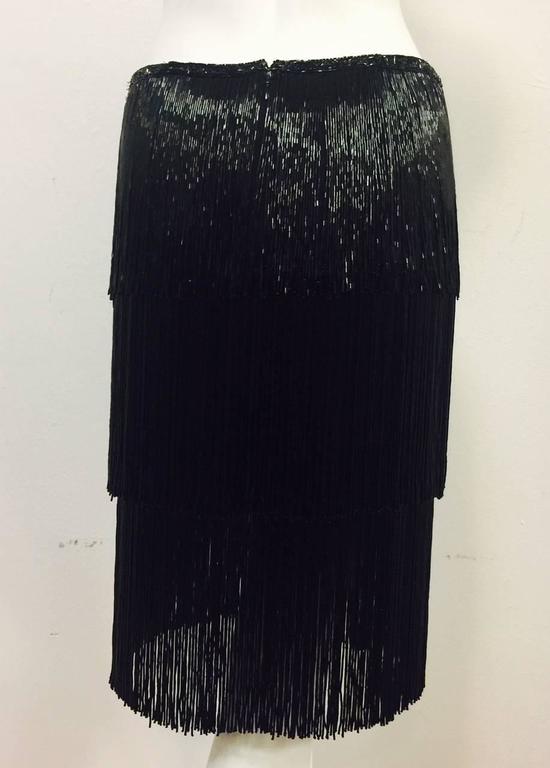 Naeem Khan Black Bugle Beaded Fringe Skirt at 1stDibs naeem khan