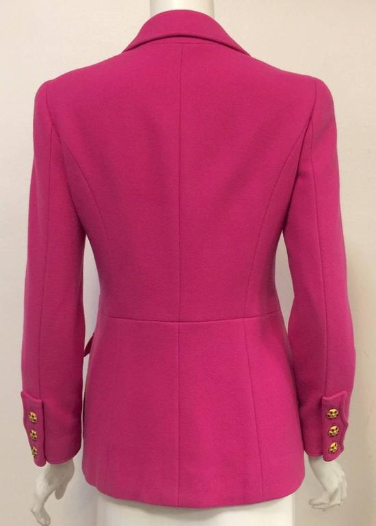 Chanel Boutique 1996 Fall Fuchsia Wool Military Jacket With Gripoix