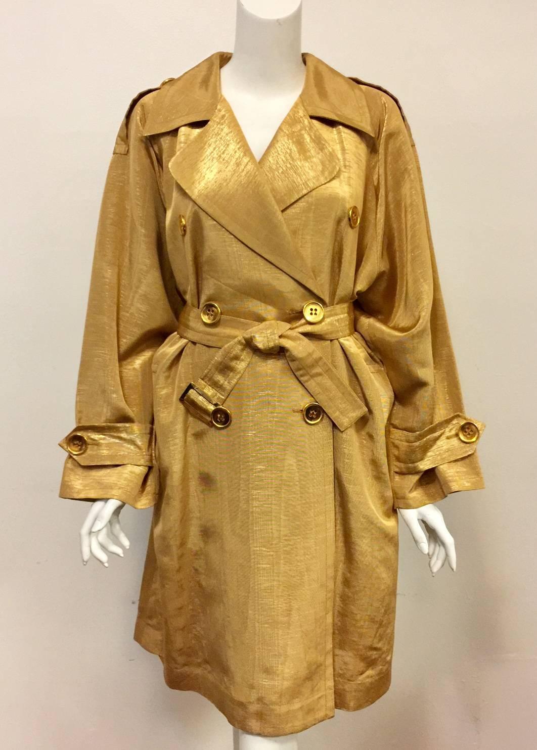 Vintage Metallic Gold Trench Coat illustrates why Yves Saint Laurent was considered The Sun-King of Couture, or merely 