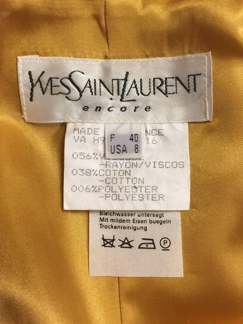 Women's Vintage Yves Saint Laurent Encore Metallic Gold Trench Coat 