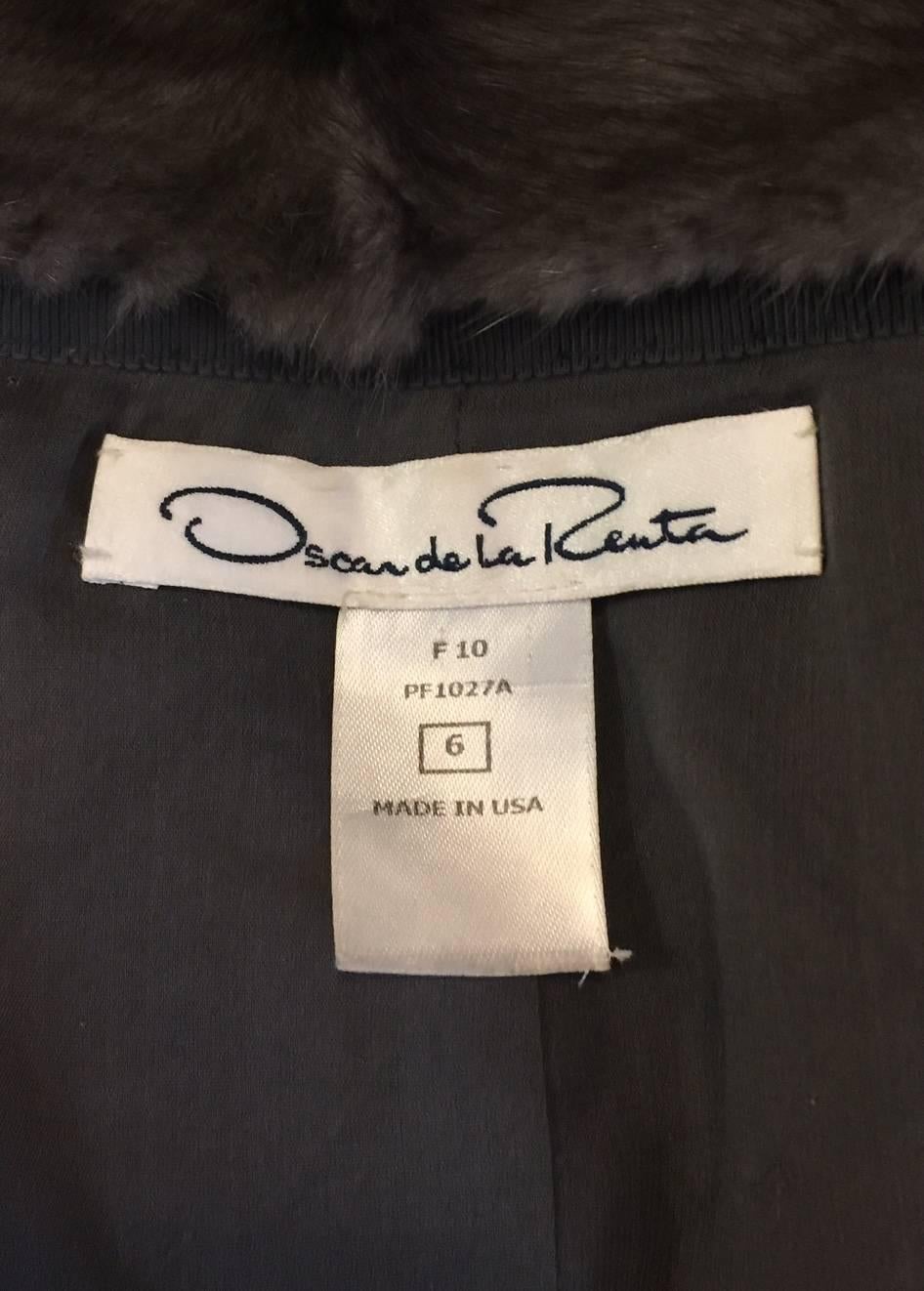 Women's Oscar de la Renta Diamond Pattern Sterling Mink Jacket With Raglan Sleeves  For Sale