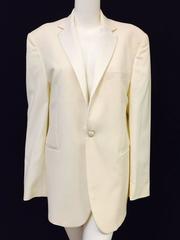 Yves Saint Laurent Ivory Wool Men's Dinner Jacket With Satin Trim