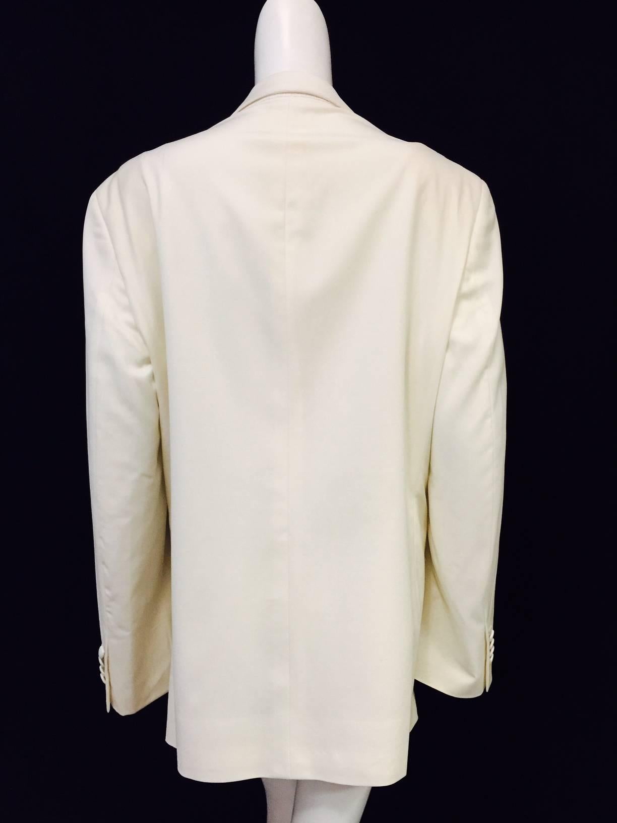 Yves Saint Laurent Ivory Wool Men's Dinner Jacket With Satin Trim 2