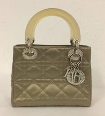 Iconic Mini Lady Dior Gold Champagne Silk Satin Evening Bag