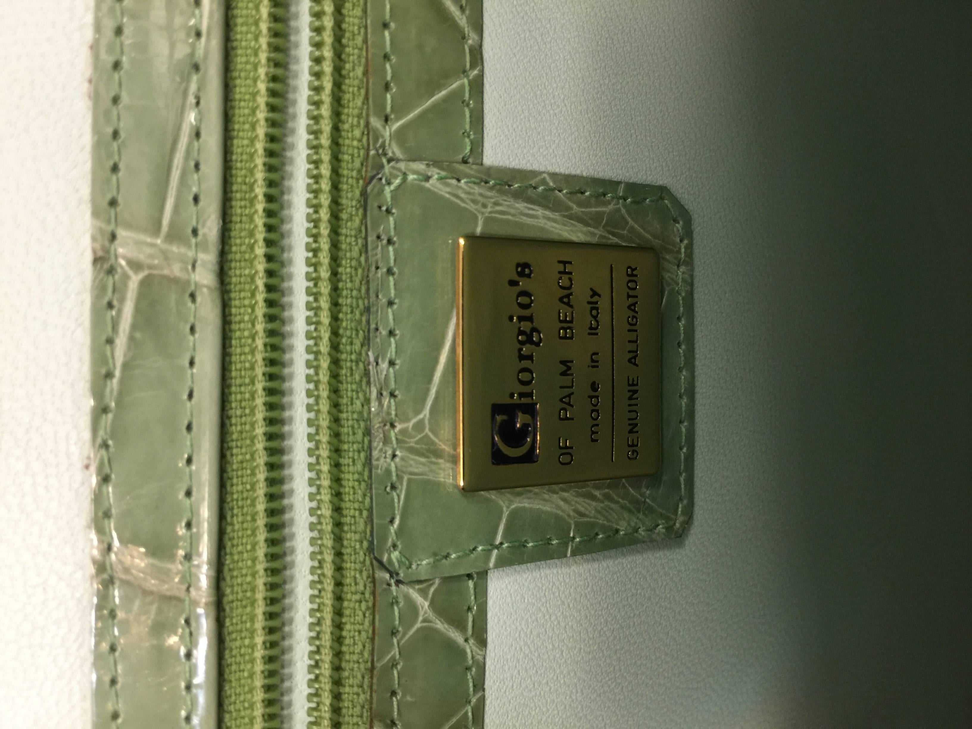 Giorgio's Palm Beach Spring Green Alligator Structured Flap Hand Bag 2