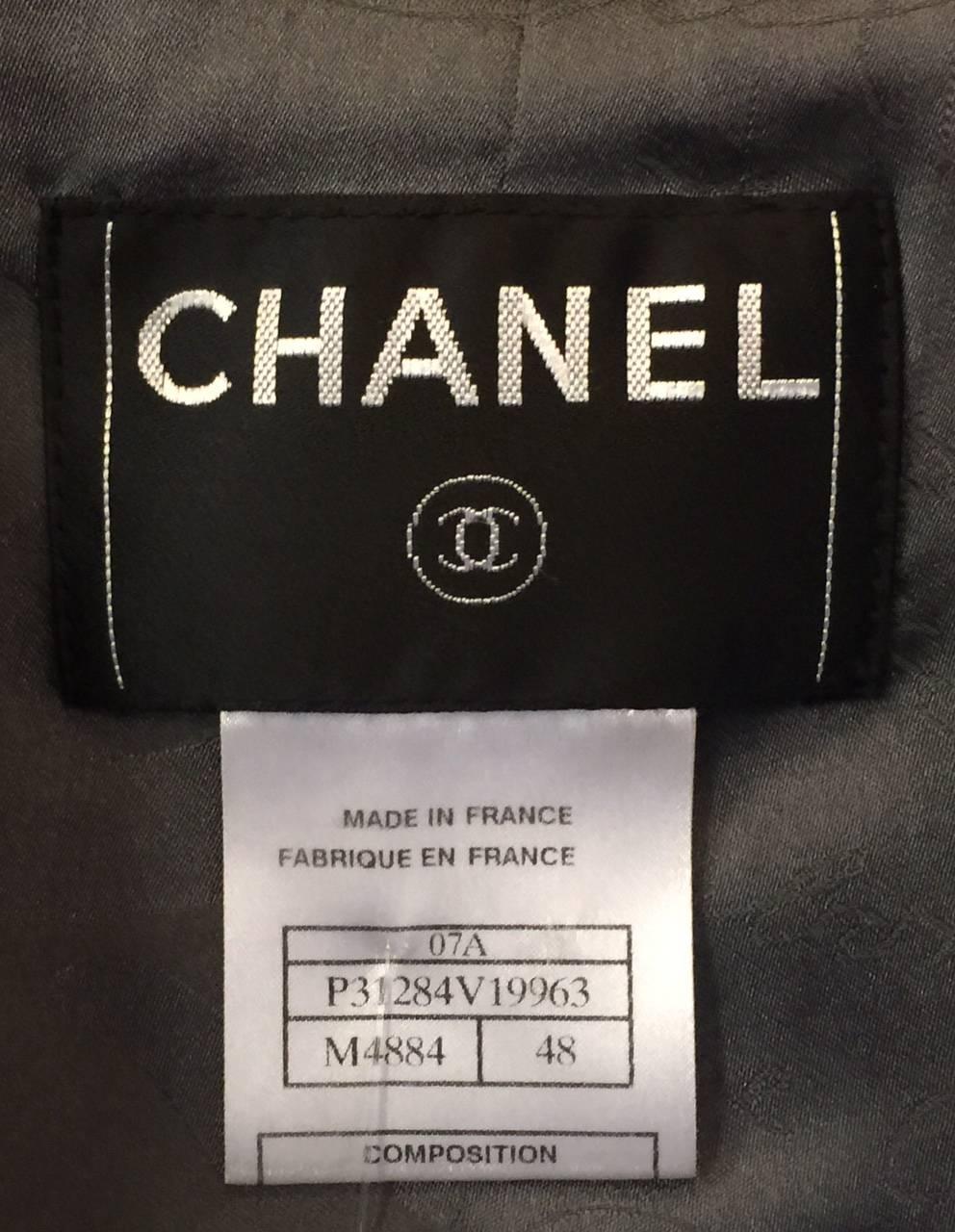 Women's Chanel Metallic Tweed Double Breasted Jacket Lone Star Logo Buttons Size 48