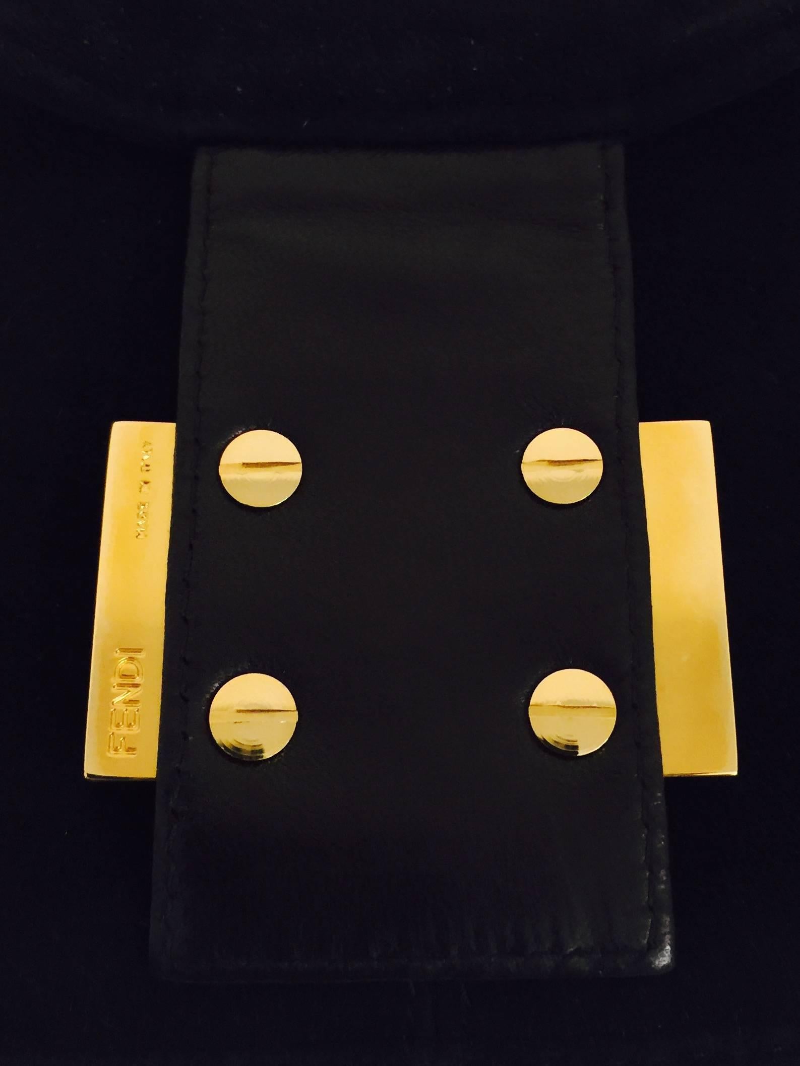 Iconic Fendi Black Suede Baguette Bag With Gold Tone Zucchino Logo Closure  3