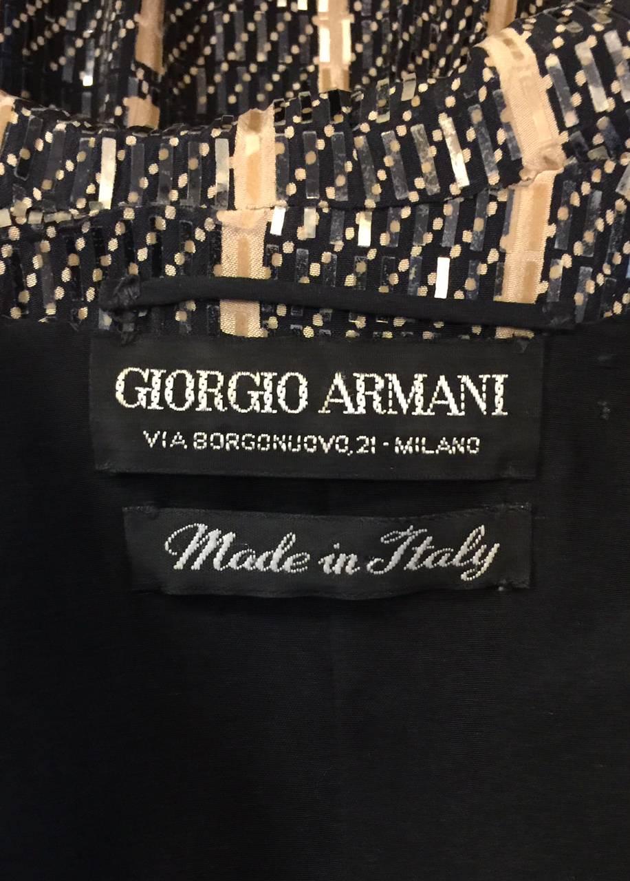 Giorgio Armani Black and Tan Window Pane Evening Jacket With Rectangular Sequins For Sale 2