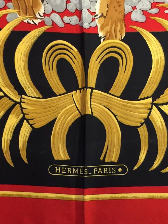 Hermes Royal Red Silk Twill Tigre Royal Scarf by Christiane Vauzelles ...