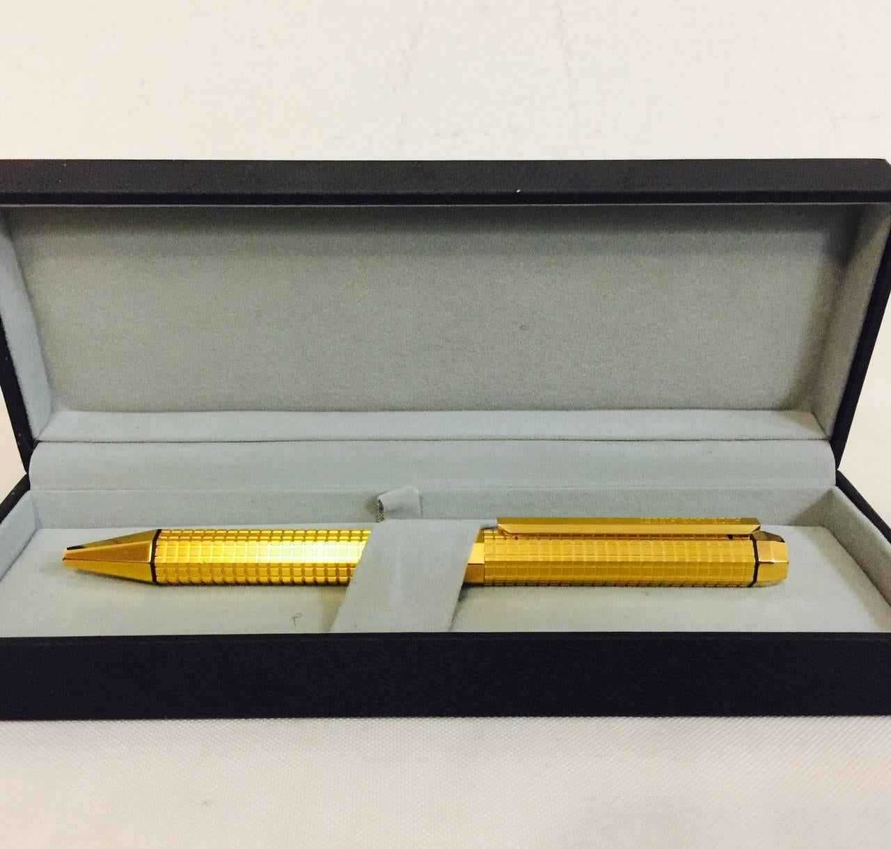 This stunning gold plated pen is not available for purchase from Audemars Piguet, the only way to obtain one is by winning the Audermars Piguet yearly Golf Trophy event played on the best courses, with the best players in the world!  This pen was