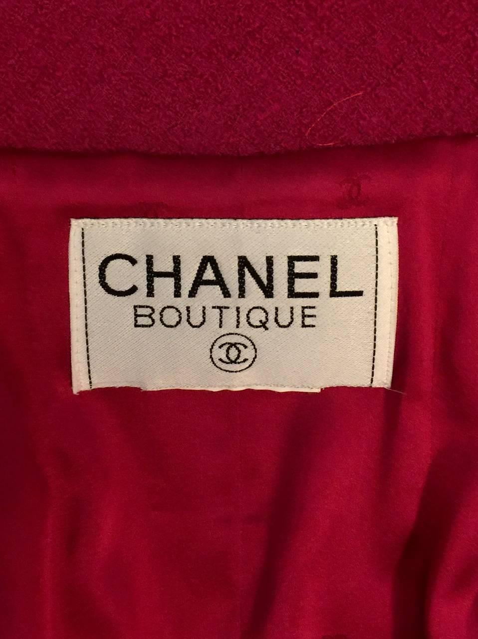 Women's Chanel Deep Magenta Wool Boucle Fitted Jacket 