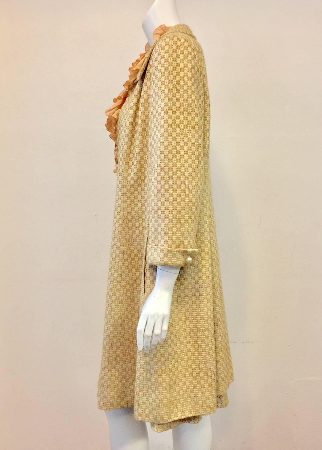 Brown Chanel 2001 Cruise Honey and Tan Tweed Dress and Coat Ensemble