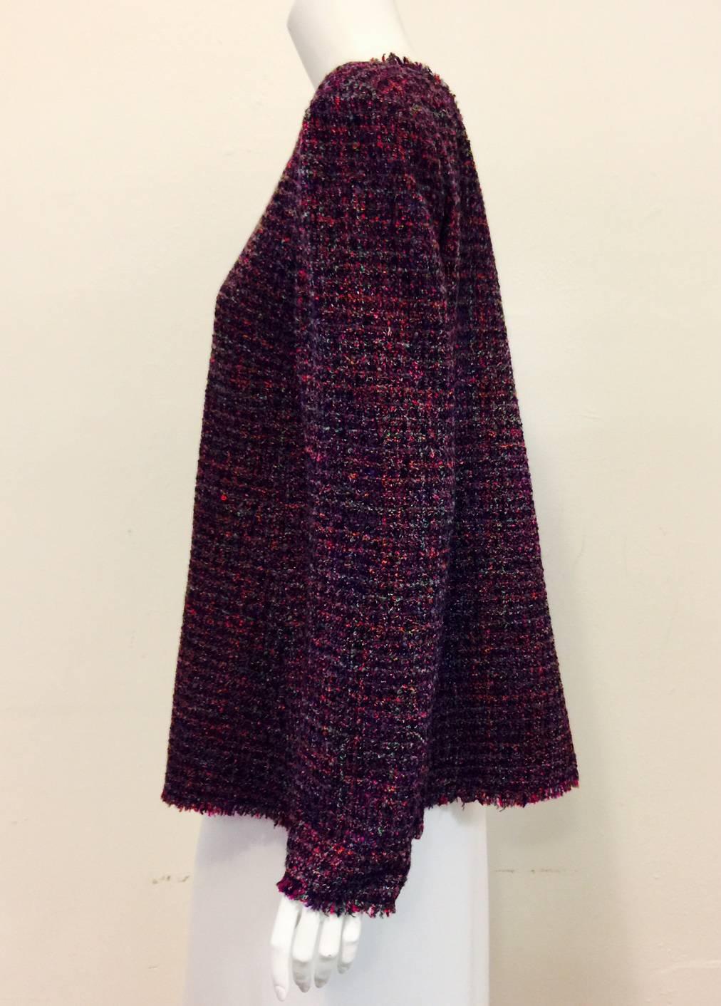 Chanel Aubergine Raspberry and Mint Multi Color Tweed Swing Top  In Excellent Condition In Palm Beach, FL