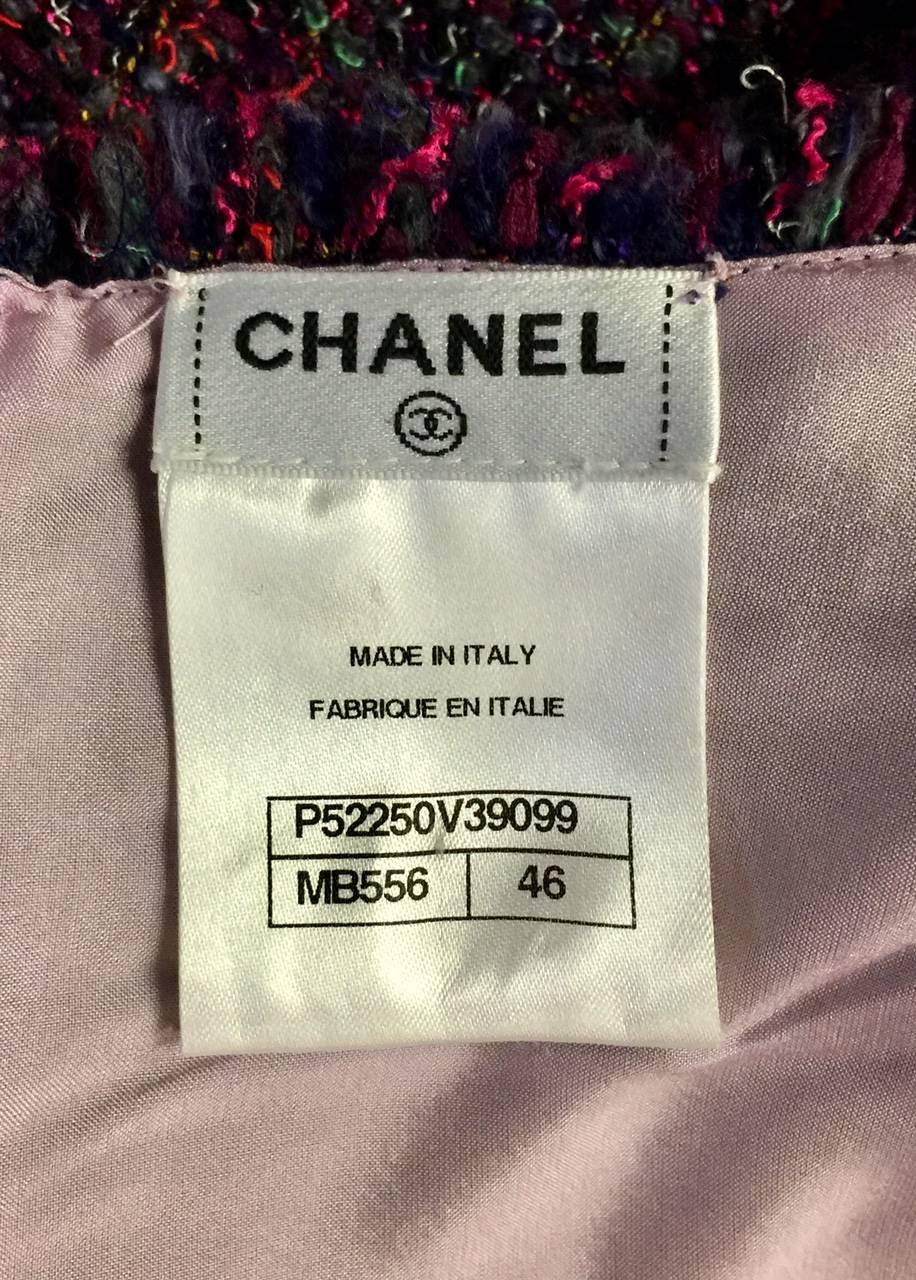 Chanel Aubergine Raspberry and Mint Multi Color Tweed Swing Top  1