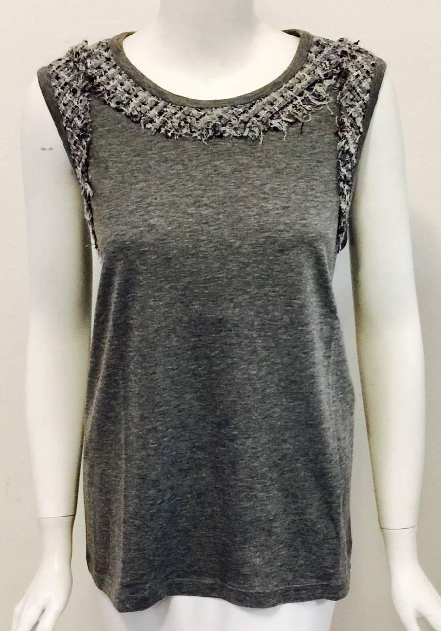 Women's Chanel Pink/Slate Multi Color Tweed Jacket W Tweed Trimmed Camisole EU 48