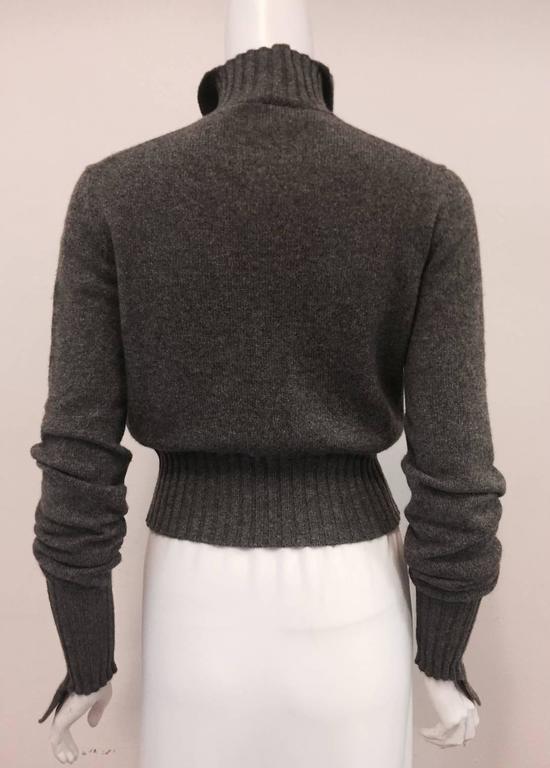 Chanel Heather Grey Cashmere Mock Turtleneck W Wide Banded Waist and ...
