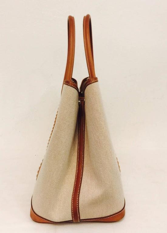 Hermes Garden Party PM Camel Brown Leather Beige Canvas Hand Bag 36 - Mrs  Vintage - Selling Vintage Wedding Lace Dress / Gowns & Accessories from  1920s – 1990s. And many One