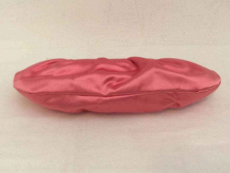 Christian Louboutin Lipstick Pink Satin Gathered Evening Bag For Sale
