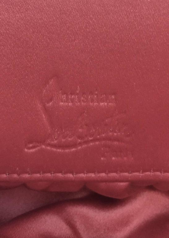 Christian Louboutin Lipstick Pink Satin Gathered Evening Bag For Sale