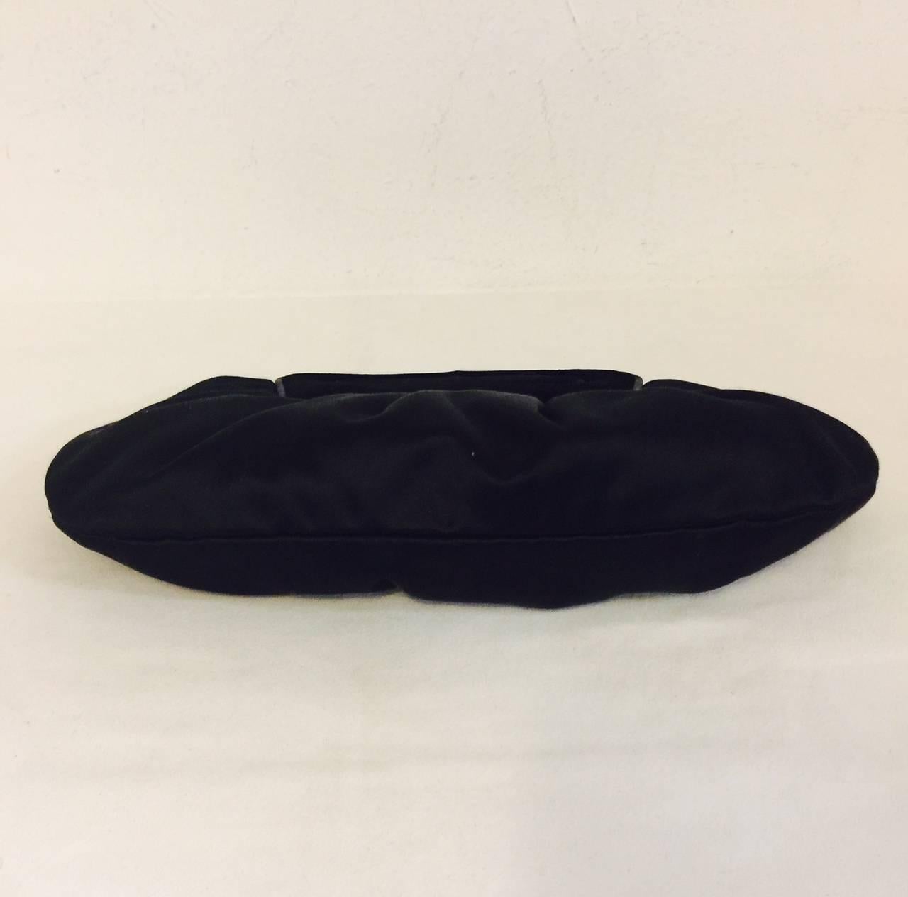 Chistian Louboutin Black Satin and Velvet Gathered Evening Bag  In Excellent Condition For Sale In Palm Beach, FL