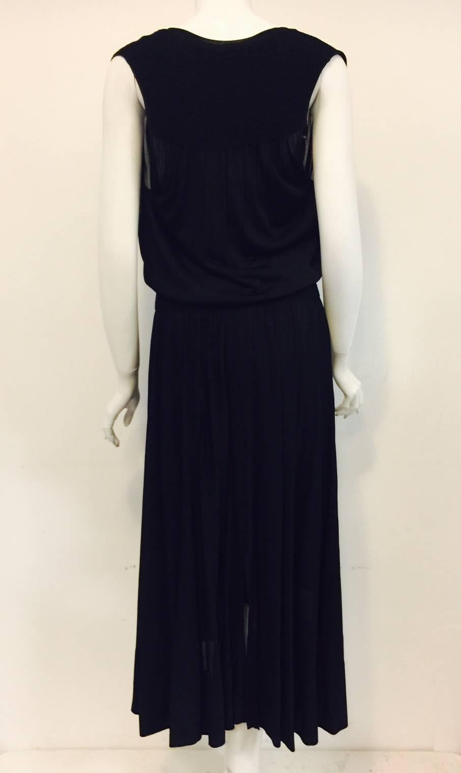 Chanel Black Viscose Stretch Dress With Surplice Front and Full Longer Skirt  2