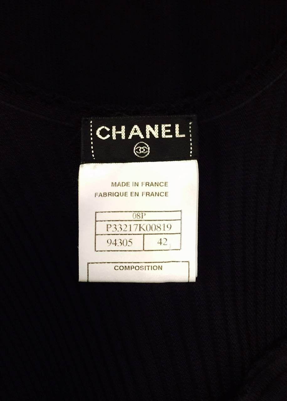 Chanel Black Viscose Stretch Dress With Surplice Front and Full Longer Skirt  5