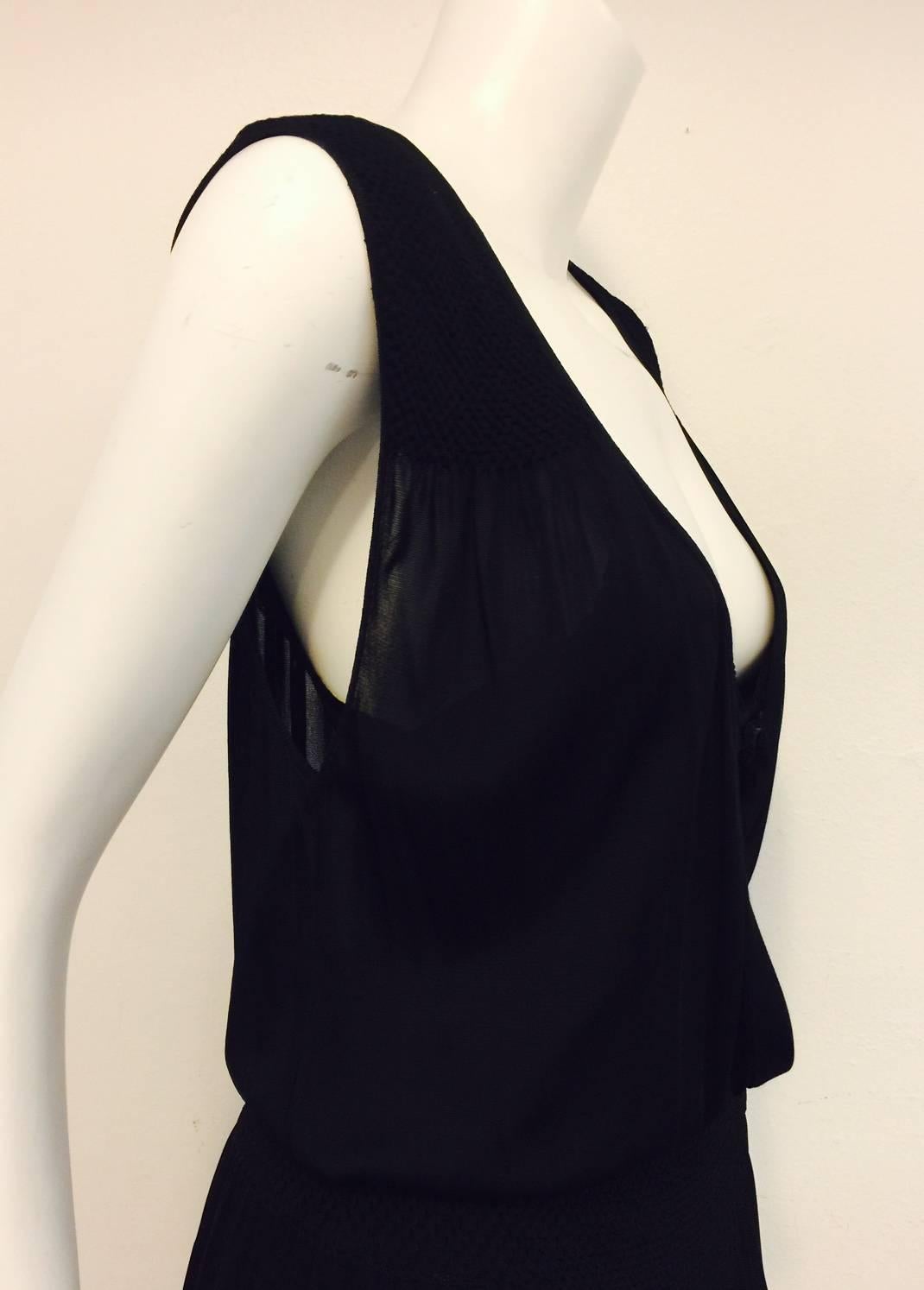 Chanel Black Viscose Stretch Dress With Surplice Front and Full Longer Skirt  1