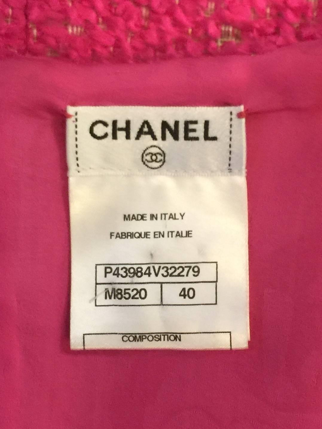 Chanel Hot Pink Boucle Sleeveless Top  1