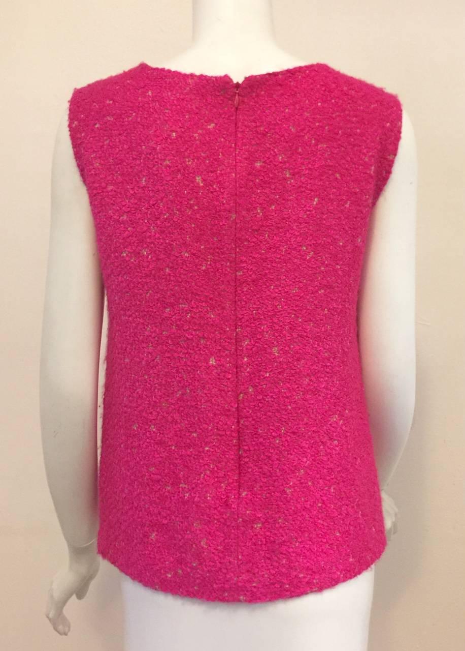 Chanel Hot Pink Boucle Sleeveless Top  In Excellent Condition In Palm Beach, FL
