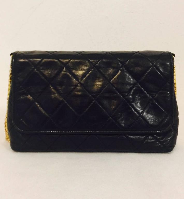1980s Chanel Black Quilted Lambskin Flap Bag W Gold Tone Multi Chain ...