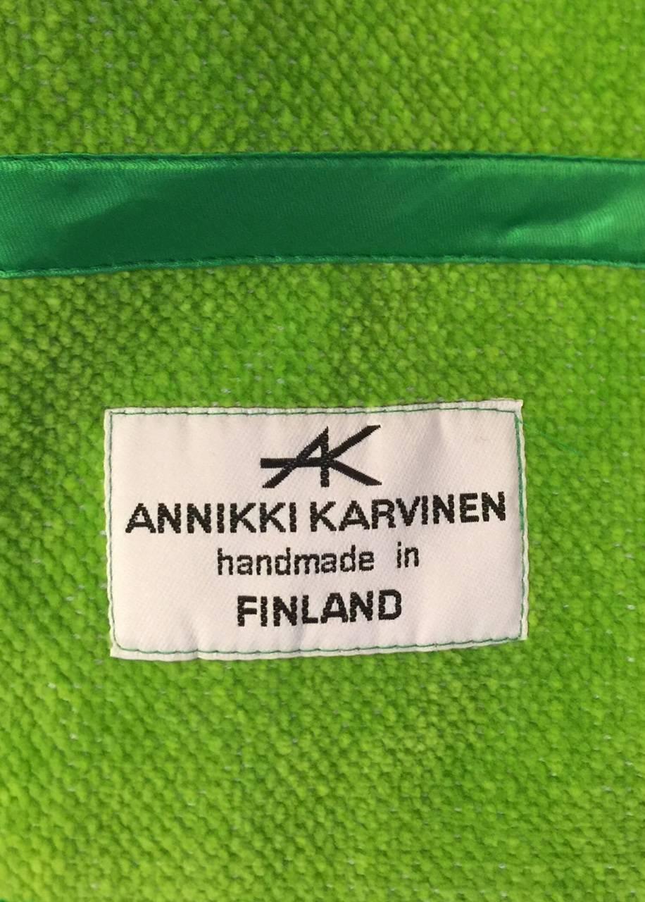 Annikki Karvinen Handmade Green Cotton Jacket With Abstract Appliques In Excellent Condition For Sale In Palm Beach, FL