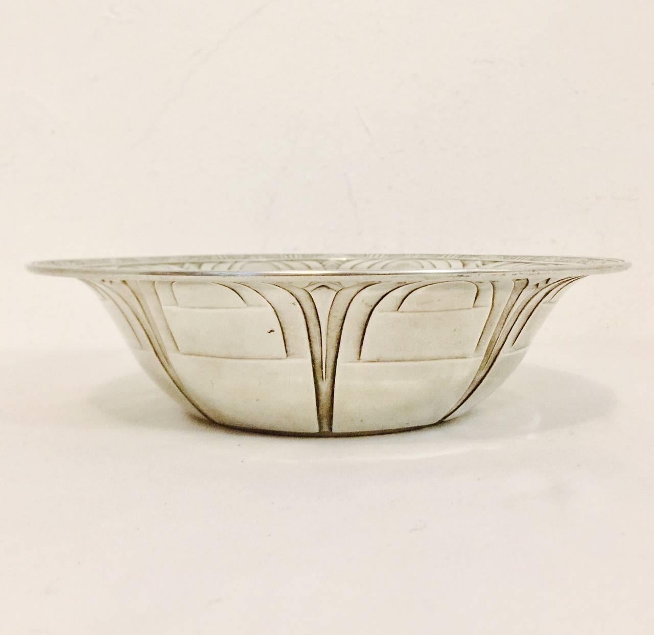 Extremely Rare Beautiful 1930 Deco Pattern Alvin Sterling Silver Bowl In Good Condition In Palm Beach, FL