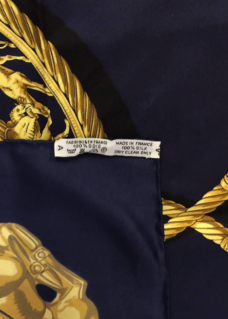 Hermès Black Silk Twill Carre Les Cavaliers D'Or by Vladimir Rybaltchenko 2